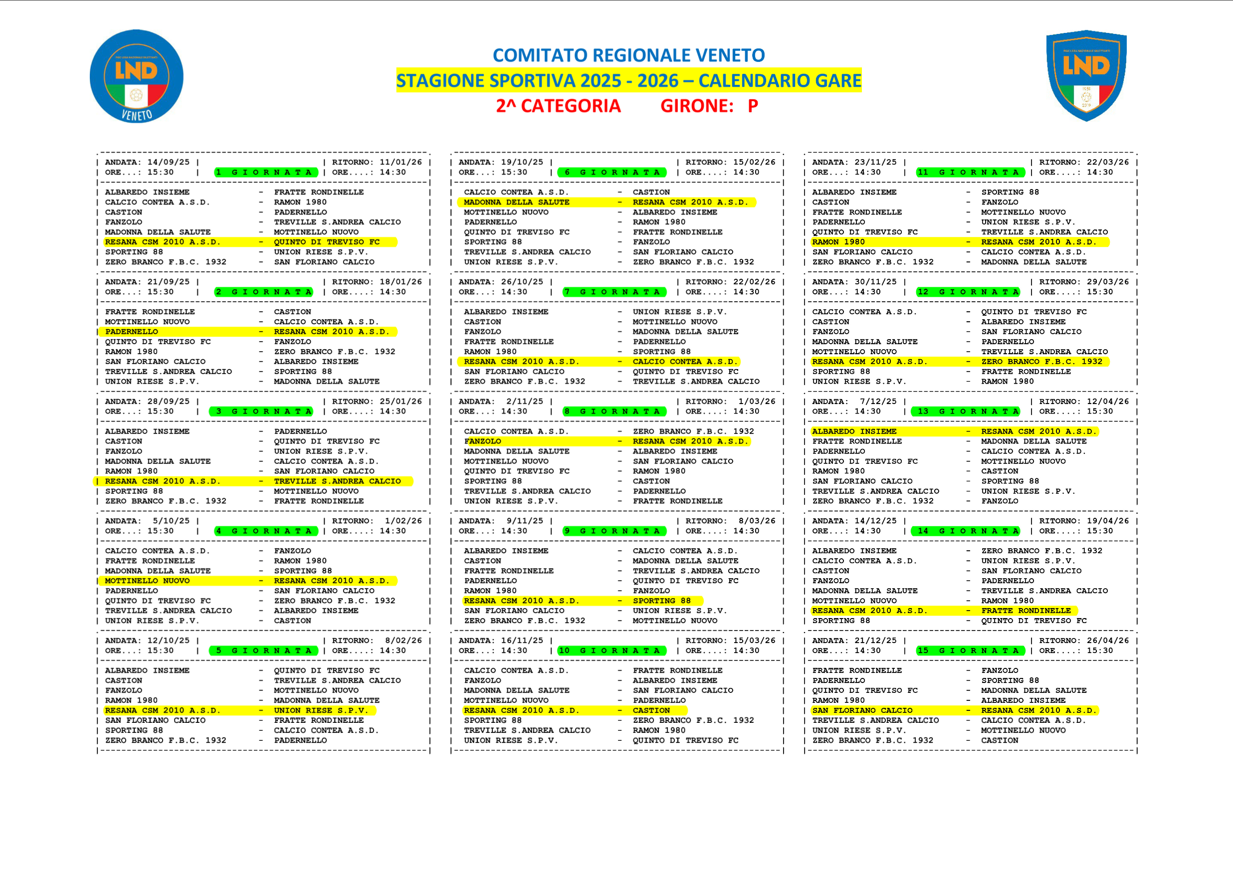 1 squadra Calendario Gare 2 girone P page 0001