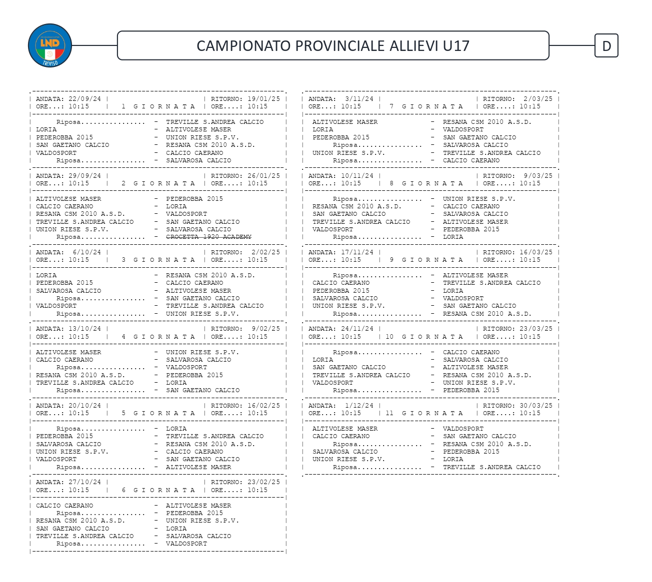ALLIEVI PROVINCIALI GIRONE D page 0001